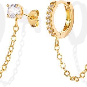 Gold Pearl Hoop Earrings for Women | 18K Gold Huggie Dangle Earrings | Lightweig